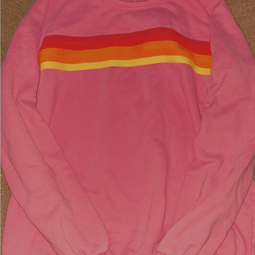 Pink Sweatshirt with Rainbow Stripe